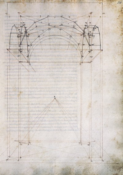 Perspektiivi käytävästä ristiholvin kanssa, sivu De Prospectiva pingendistä (Maalauksen näkökulmasta), Piero della Francesca (n. 1415-1492), Italia tekijältä Piero della Francesca