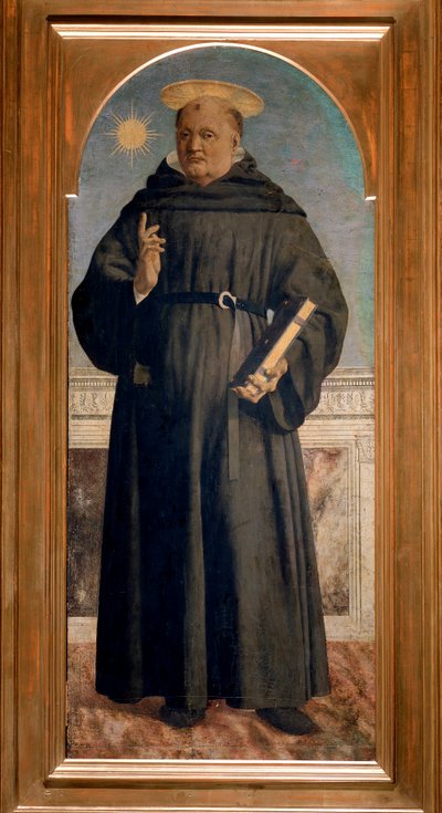 Pyhän Augustinuksen polyyptyykki: Pyhä Nikolaus Tolentinolainen - öljy pannulle tekijältä Piero della Francesca