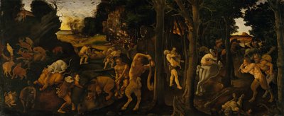 Metsästyspaikka, n. 1494-1500. tekijältä Piero di Cosimo