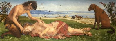 Satyyri suree nymfiä. Noin 1495 tekijältä Piero di Cosimo