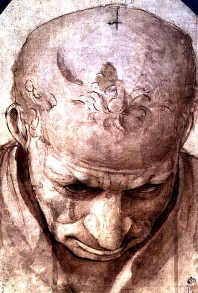 Vanhuksen pää (kynä, ruskea muste ja pesu) tekijältä Piero di Cosimo
