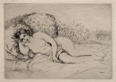 Alaston nainen makuuasennossa tekijältä Pierre-Auguste Renoir