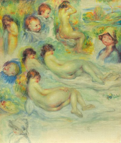 Pierre Renoirin tutkimukset; Hänen äitinsä, Aline Charigot; Alastonkuvat; ja Maisema tekijältä Pierre-Auguste Renoir