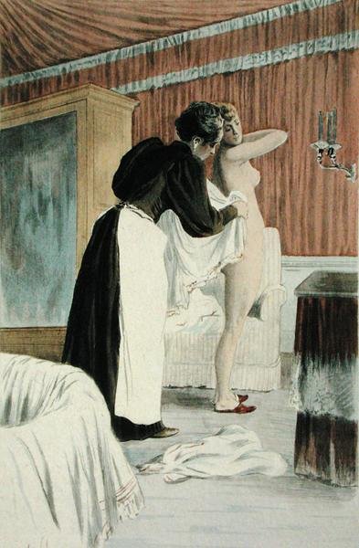 Pesuallas, Octave Uzannen teoksesta "La Femme a Paris", kaiverrus F. Masse tekijältä Pierre (after) Vidal