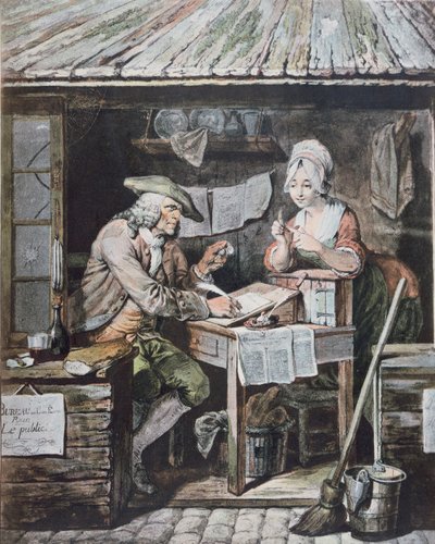 Julkinen kirjoittaja (värikaiverrus) tekijältä Pierre Alexandre (after) Wille