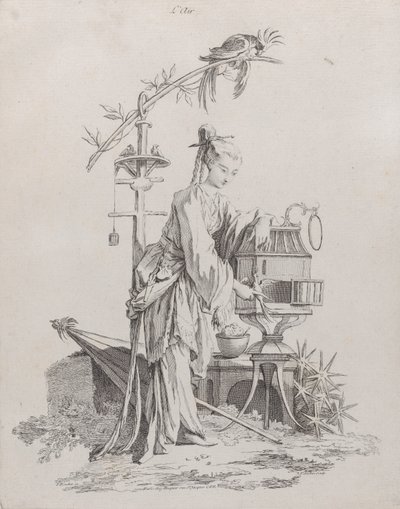Air, elokuvasta The Four Elements, 1738-49. tekijältä Pierre Alexandre Aveline