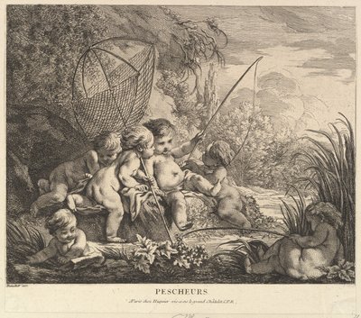 Lapset Kalastus, n. 1738. tekijältä Pierre Alexandre Aveline