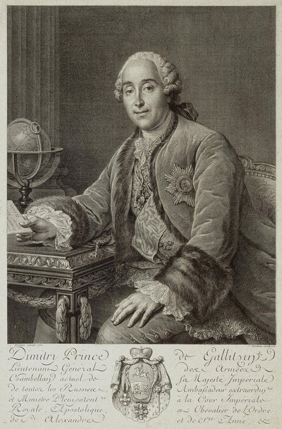 Prinssi Dmitri Mihailovitš Golitsynin muotokuva 1721-1793, 1762 tekijältä Pierre Alexandre Tardieu