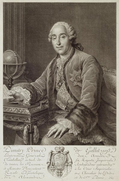 Prinssi Dmitri Mihailovitš Golitsynin muotokuva 1721-1793, 1762 tekijältä Pierre Alexandre Tardieu