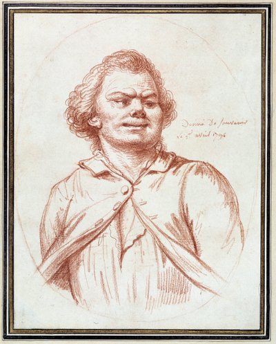 Ranskan vallankumous: "" muotokuva Georges Jacques Dantonista (1759-1794) johtaa piinaan" Pierre Willen (1748-1821) a la sanguinen piirtäminen tekijältä Pierre Alexandre Wille