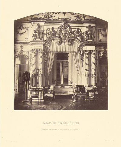 Tsarskoe-Selon palatsi, keisari Aleksanteri I:n makuuhuonetta tekijältä Pierre Ambrose Richebourg