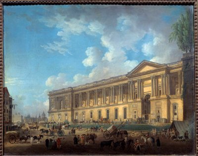 Vasta degagee-säleikön pylväikkö. Näkymä Pariisiin. Pierre Demachyn (1723-1807) maalaus tekijältä Pierre Antoine Demachy