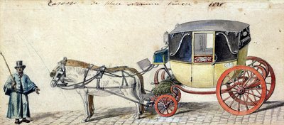 Hevonen ja vaunut, 1825 (kynä ja muste ja wc paperilla) tekijältä Pierre Antoine Lesueur