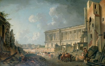 Näkymä Louvresta, c1743-1807 tekijältä Pierre Antoine de Machy