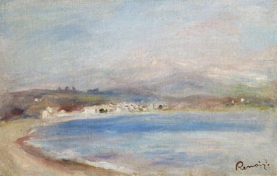 Cros de Cagnes, Meri, vuoret, n. 1910 (öljy kankaalle) tekijältä Pierre Auguste Renoir