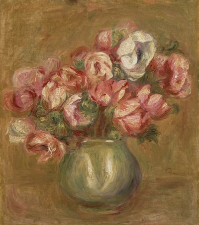 Kukat vihreässä maljakossa, 1906 tekijältä Pierre Auguste Renoir