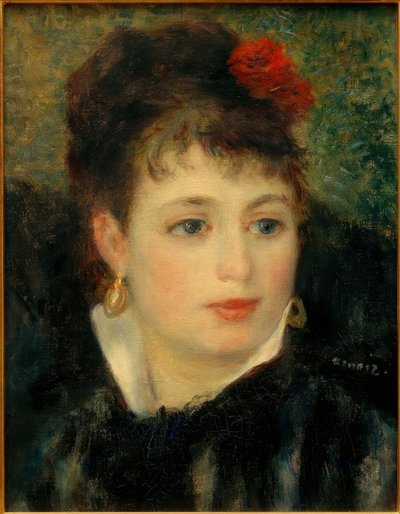 Nainen ruusun kanssa tekijältä Pierre Auguste Renoir