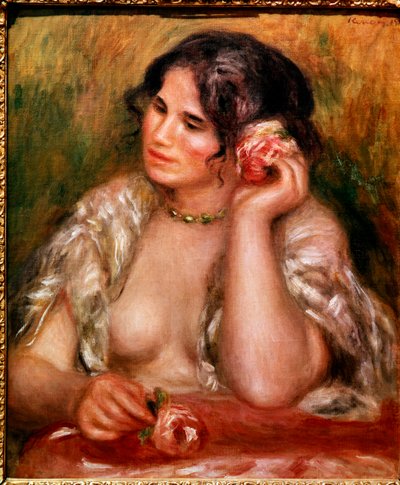 Gabriellella on ruusu (öljy kankaalle tekijältä Pierre Auguste Renoir