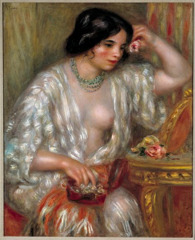 Gabrielle koruineen: Gabrielle Renard, taiteilijan pojan sairaanhoitaja. Pierre Auguste Renoirin (1841-1919) maalaus tekijältä Pierre Auguste Renoir