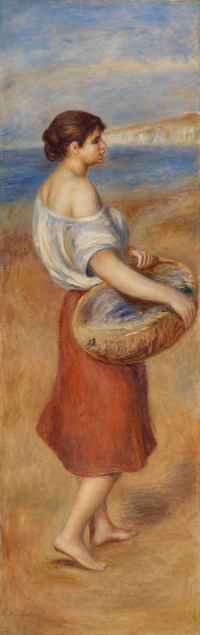 Tyttö ja kori kalaa tekijältä Pierre Auguste Renoir