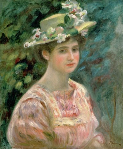 Tyttö, jolla on Eglantines hatussa, n. 1896 tekijältä Pierre-Auguste Renoir