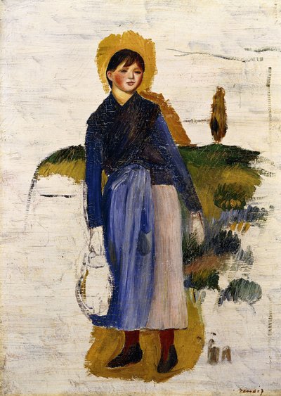 Tyttö punaisilla sukkahousuilla, 1886 tekijältä Pierre Auguste Renoir