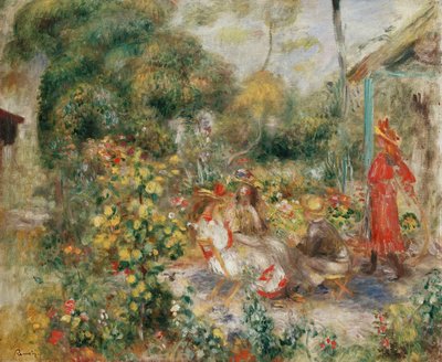 Tytöt puutarhassa Montmartressa; Tytöt puutarhassa Montmartressa, n. 1893-1895 tekijältä Pierre Auguste Renoir