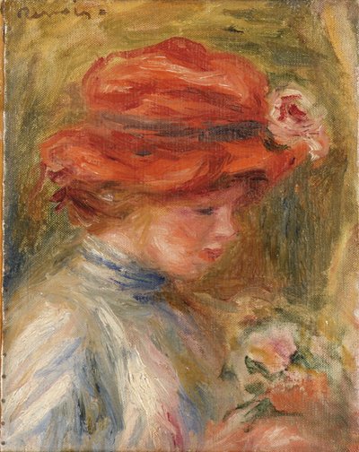 Nuori nainen punaisessa hatussa tekijältä Pierre Auguste Renoir