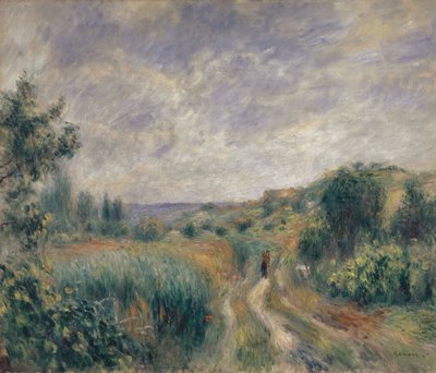 Maisema lähellä Essoyesia Maisema kahdella hahmolla nurmikolla, 1892. tekijältä Pierre Auguste Renoir