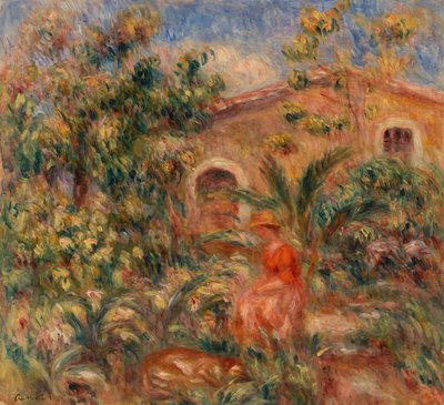 Maisema naisen ja koiran kanssa tekijältä Pierre Auguste Renoir