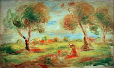 Maisema lähellä Cagnes Sur-Meria ihmisten kanssa tekijältä Pierre Auguste Renoir