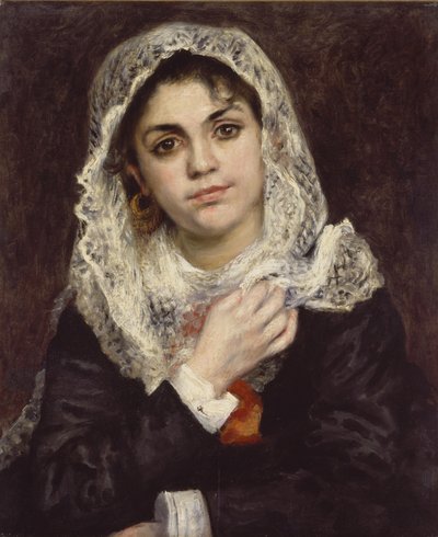 Lise valkoisessa huivissa, n. 1872 tekijältä Pierre Auguste Renoir