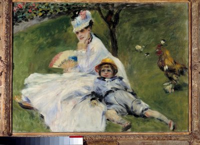 Madame Monet ja hänen poikansa puutarhassa Argenteuilissa tekijältä Pierre Auguste Renoir