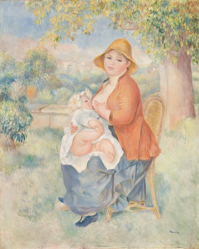 Äitiys tai Nainen imettää lastaan (Madame Renoir ja hänen poikansa) tekijältä Pierre Auguste Renoir