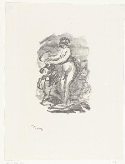 Alaston nainen seisoo viiniköynnöksen vieressä Femme au cep de vigne tekijältä Pierre Auguste Renoir