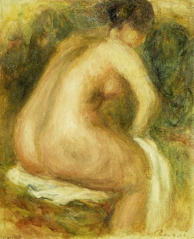 Nude Woman uiminen; Istuva alaston nainen, 1910 tekijältä Pierre Auguste Renoir
