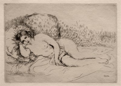 Alaston nainen makuuasennossa tekijältä Pierre-Auguste Renoir