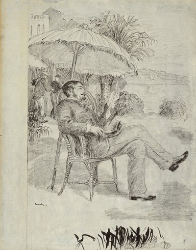 Hotellin terassilla Bordigherassa: Taidemaalari Jean Martin arvioi Bill, 1881 tekijältä Pierre Auguste Renoir
