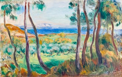 Pines lähellä Cagnesia, n. 1910 (öljy kankaalle) tekijältä Pierre Auguste Renoir