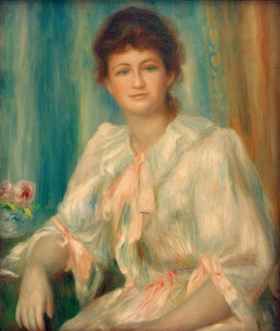Nuoren naisen muotokuva valkoinen tekijältä Pierre-Auguste Renoir