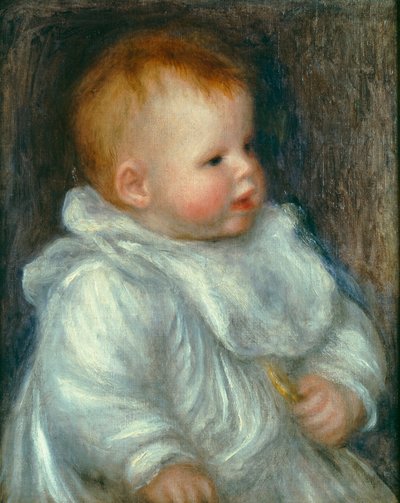 Cocon muotokuva sinistä taustaa vasten tekijältä Pierre Auguste Renoir
