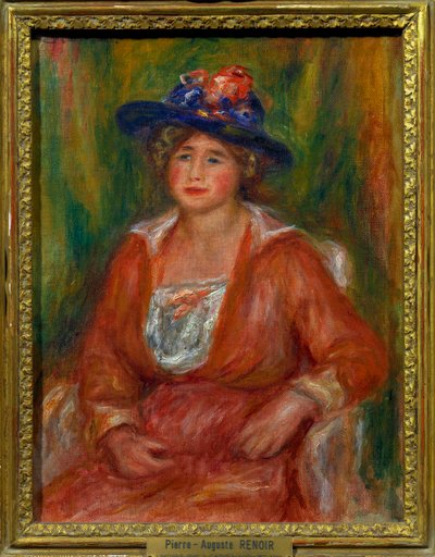 Pierre Auguste Renoirin (1841-1919) maalaus istuvasta naisesta, koko 0,35 x 0,27 m Paris musee du Louvre Pakollinen maininta: Lahjoitus Helene et Victor Lyon tekijältä Pierre Auguste Renoir