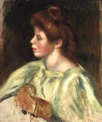 Muotokuva naisesta, joka soittaa kitaraa tekijältä Pierre Auguste Renoir