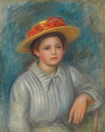 Muotokuva naisesta, jolla on hattu ja kukkia; Muotokuva naisesta kukkahattussa, n. 1890 tekijältä Pierre Auguste Renoir