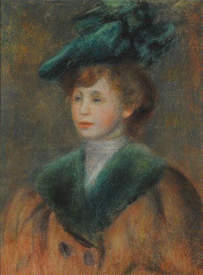 Muotokuva nuoresta naisesta, jolla on vihreä hattu. tekijältä Pierre Auguste Renoir