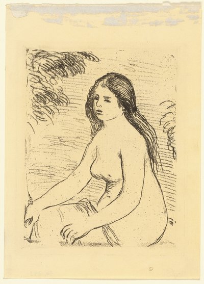 Istuva alaston nainen tekijältä Pierre Auguste Renoir