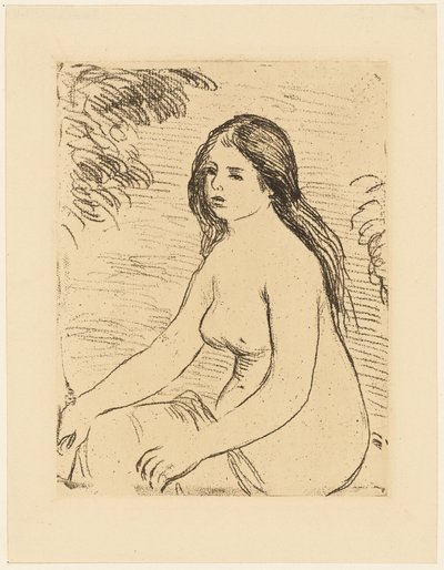 Istuva alaston nainen tekijältä Pierre Auguste Renoir