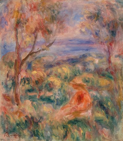 Istuva nainen ja meri kaukana (Femme assise au bord de la mer) tekijältä Pierre Auguste Renoir