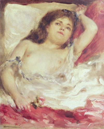 Puolialaston nainen sängyssä: Ruusu, ennen vuotta 1872 (öljy kankaalle) tekijältä Pierre Auguste Renoir
