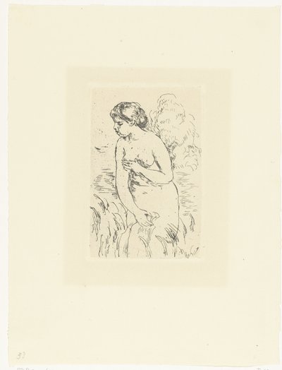 Pysyvä alaston nainen tai uimari Baigneuse debout a mi jambes tekijältä Pierre Auguste Renoir